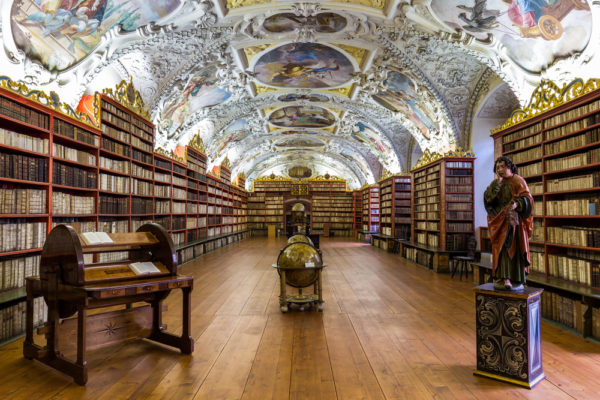 Baroque library hall in Prague