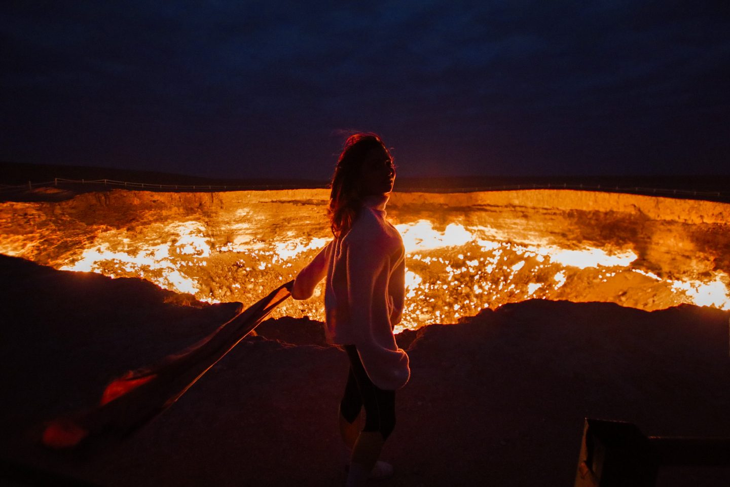 The door to hell at night
